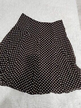Nine & Co. Brown Skater Skirt with Cream Polka Dots